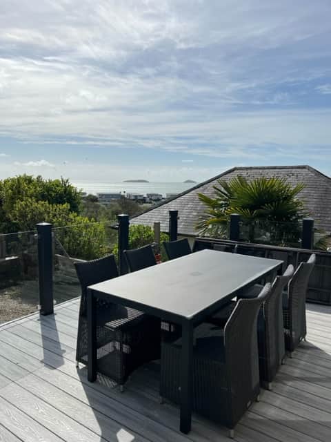 Decked terrace overlooking the bay